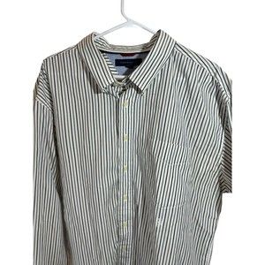 Tommy Hilfiger‎ Shirt Mens XX-LARGE Blue Striped Cotton Long Sleeve Button Down